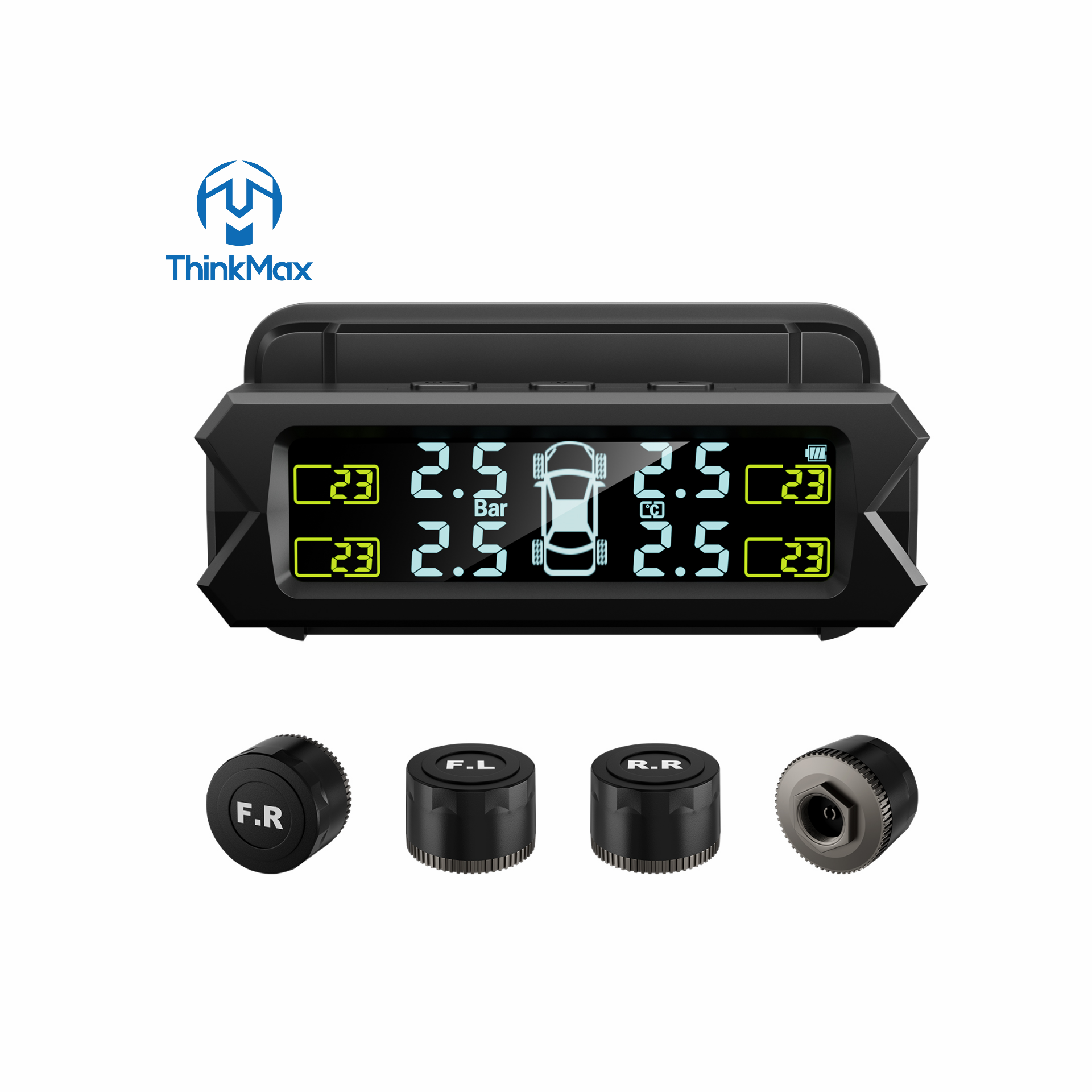 Hot Sale Solar Tpms For Car High Quality 8bar Tyre Leak Tire Pressure Monitoring System Led For Car With External 4 Sensors TPMS