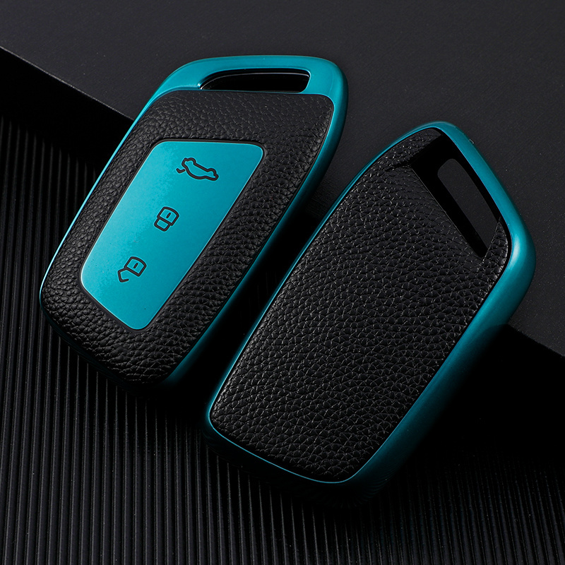 Leather Carbon Car Key Cover TPU Car Remote Smart Key Accessories For New Baojun RC6 RMS RS 510 560 Car Key Cases Good Quality