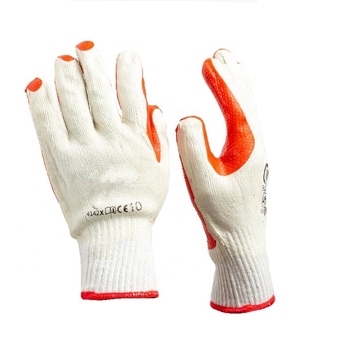 10 Gauge knitted Rubber Coated Cotton Gloves EN388