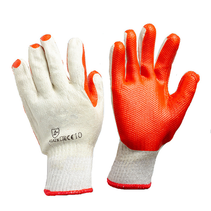 10 Gauge knitted Rubber Coated Cotton Gloves EN388