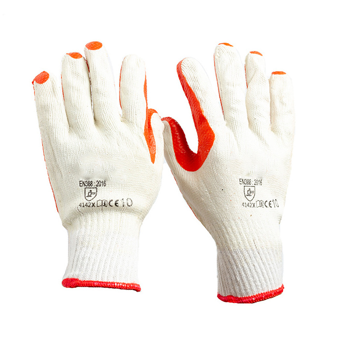 10 Gauge knitted Rubber Coated Cotton Gloves EN388