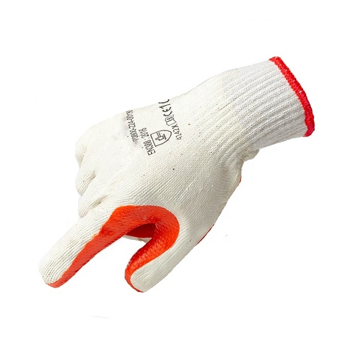 10 Gauge knitted Rubber Coated Cotton Gloves EN388