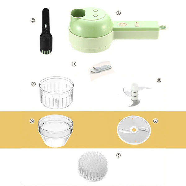 Factory Factory Direct Sales Kitchen Supplies Gadget Vegetable Tool Vegetable Chop 4 in 1 Handheld Electric Vegetable Cutter Set