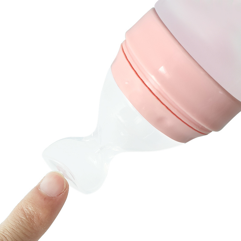 biberon dropshipping safety silicone fruit food with spoon rice cereal squeeze milk feeding hands free baby bottle