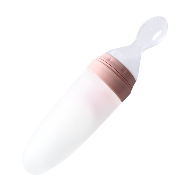 biberon dropshipping safety silicone fruit food with spoon rice cereal squeeze milk feeding hands free baby bottle