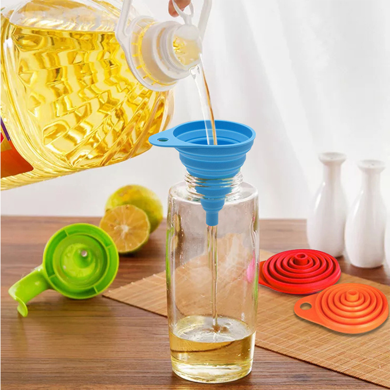 Factory Outlet  top seller liquid transfer foldable soft collapsible kitchen silicone funnel