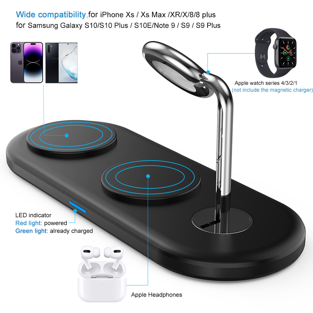 15W Fast Wireless Charger 3 in 1 Desk Docking Station For smart phone/airpods/app watch