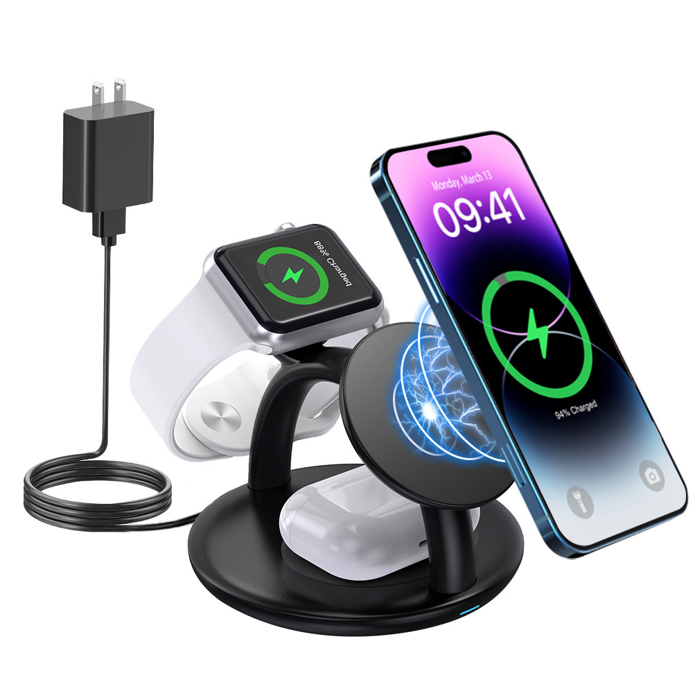 New Design  15W 3 IN 1 Wireless Charging Station Wireless Charger Stand Fast Wireless Charger for Multi-Device Charger Station