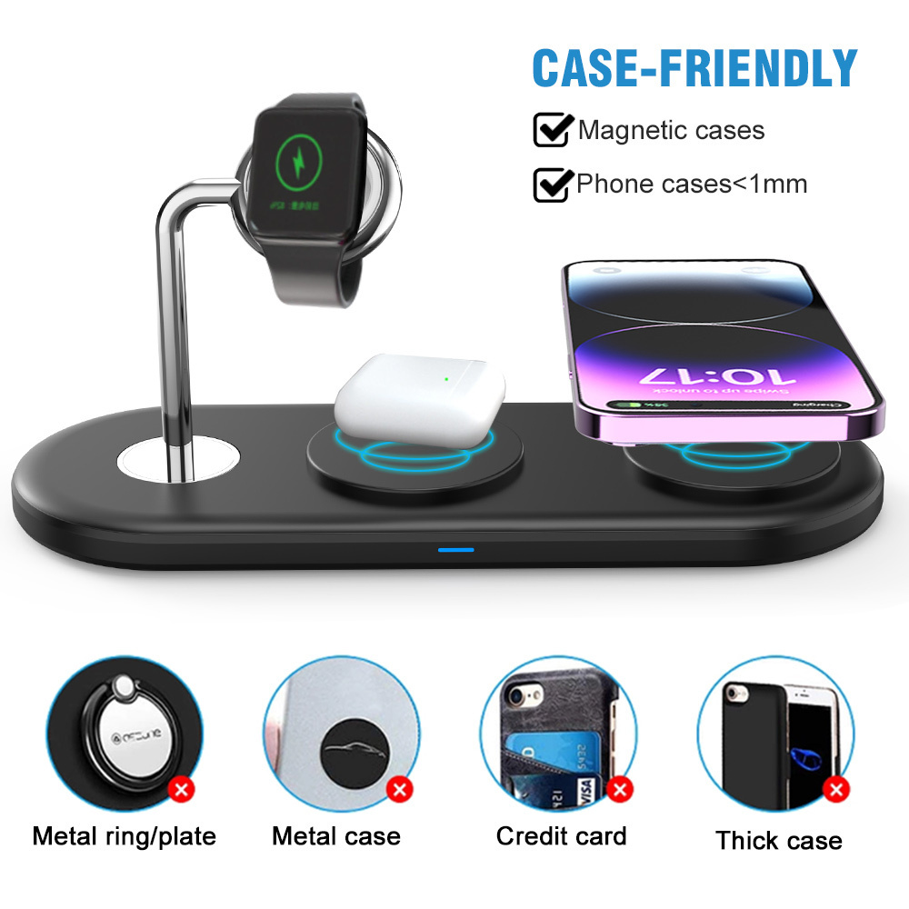 15W Fast Wireless Charger 3 in 1 Desk Docking Station For smart phone/airpods/app watch