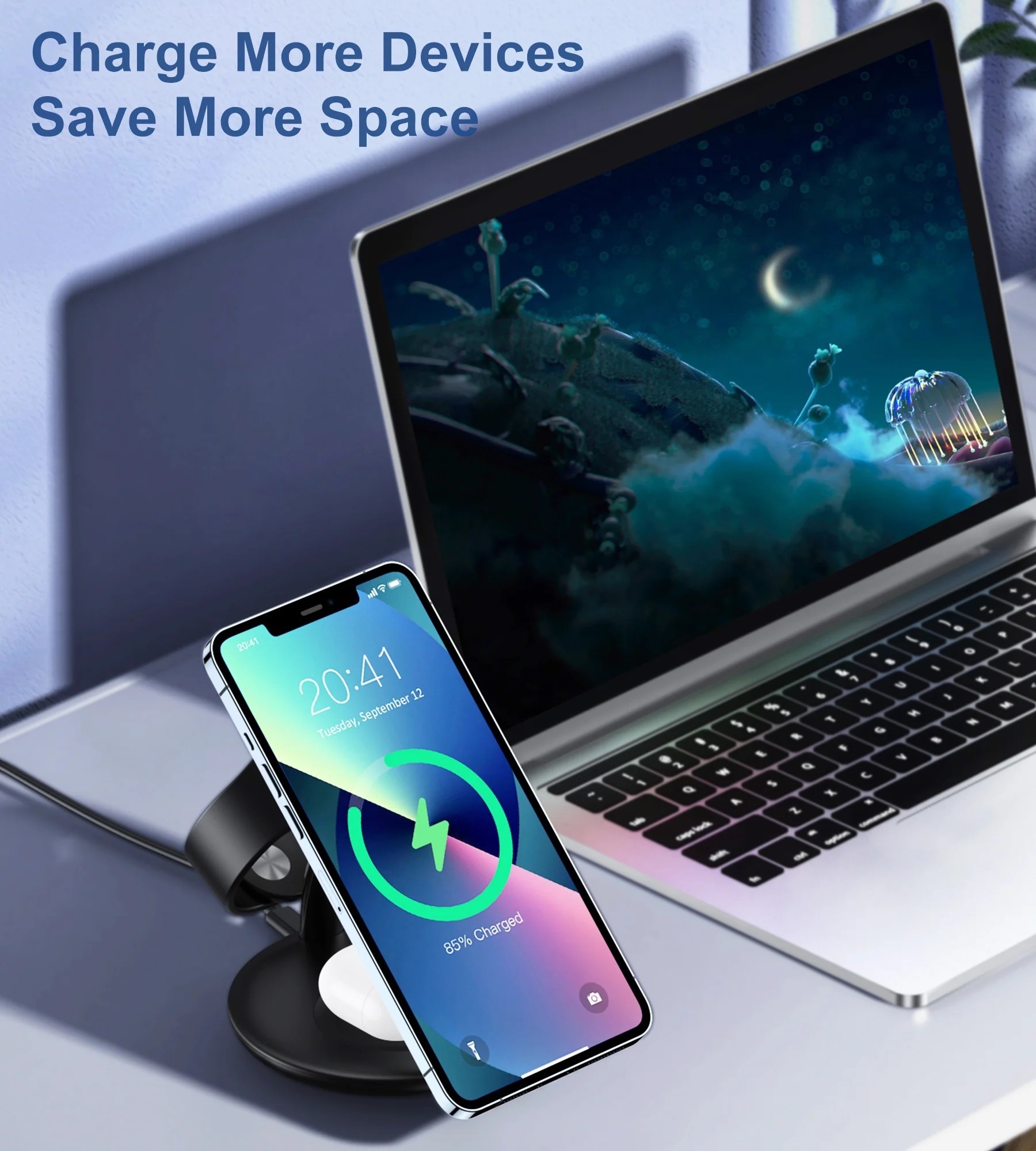 New Design  15W 3 IN 1 Wireless Charging Station Wireless Charger Stand Fast Wireless Charger for Multi-Device Charger Station