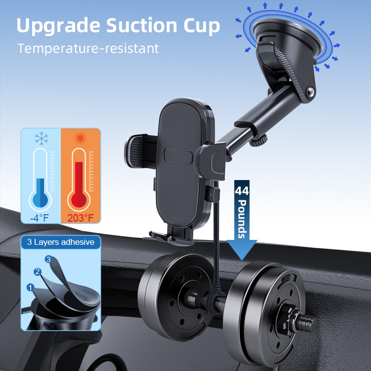 Car Mount Mobile Phone Holder With 360 Rotating Telescopic Arm For Car Phone Holder Universal Windshield  Dashboard Mount