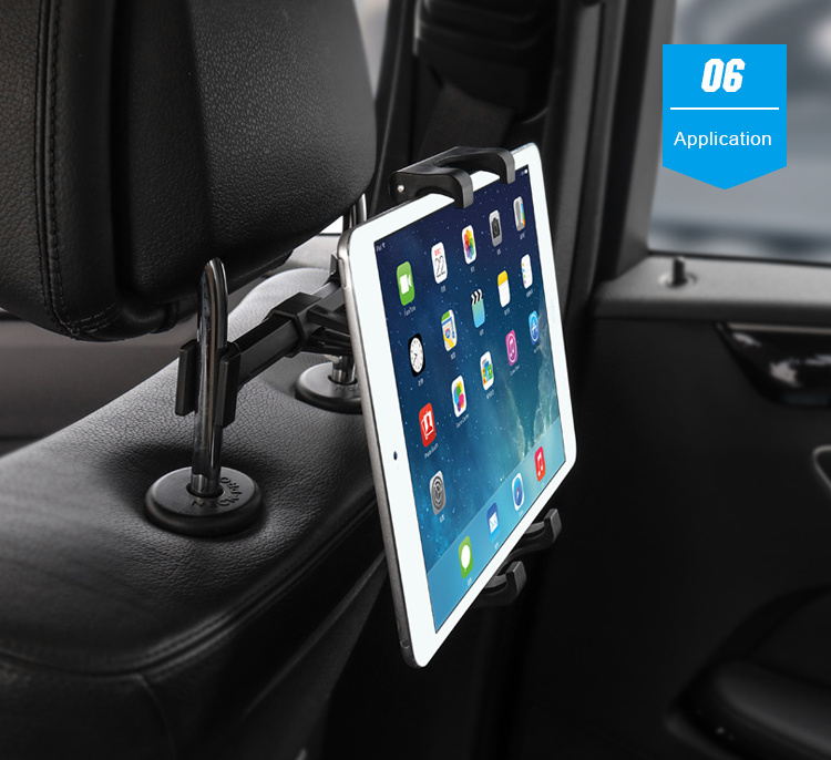 Full Black Universal Car Back Seat Headrest 360 Degree Rotation Tablet PC Holder Mount