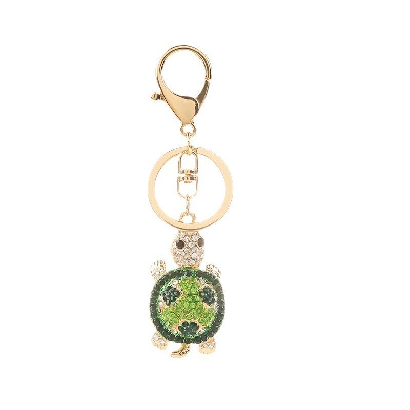 Rhinestone Crystal Turtle Keychain Charm Pendant Tortoise Diamond Alloy Animal Turtle KeyChain