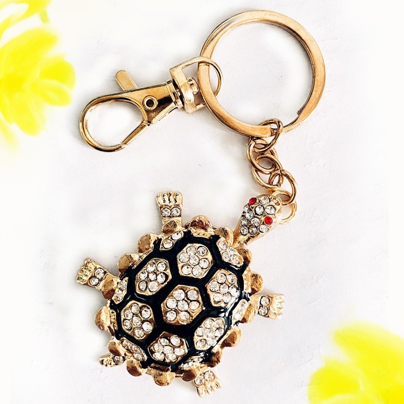 Rhinestone Crystal Turtle Keychain Charm Pendant Tortoise Diamond Alloy Animal Turtle KeyChain