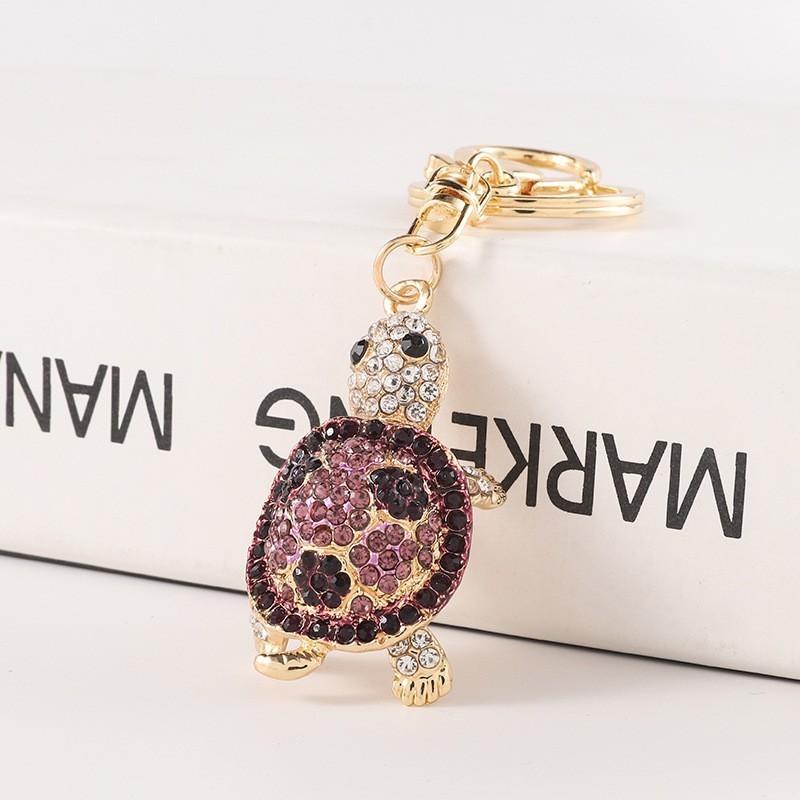 Rhinestone Crystal Turtle Keychain Charm Pendant Tortoise Diamond Alloy Animal Turtle KeyChain