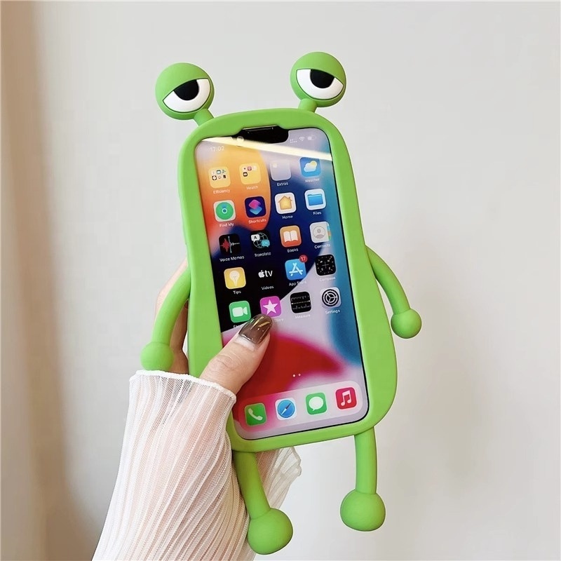 Hot Sale 3D Silicone Carton Frog Phone Case For iPhone 15 14 13 12 Pro 11 Promax XS ShockProof Protect Phone Cases case