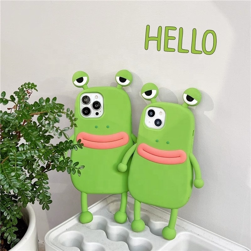 Hot Sale 3D Silicone Carton Frog Phone Case For iPhone 15 14 13 12 Pro 11 Promax XS ShockProof Protect Phone Cases case