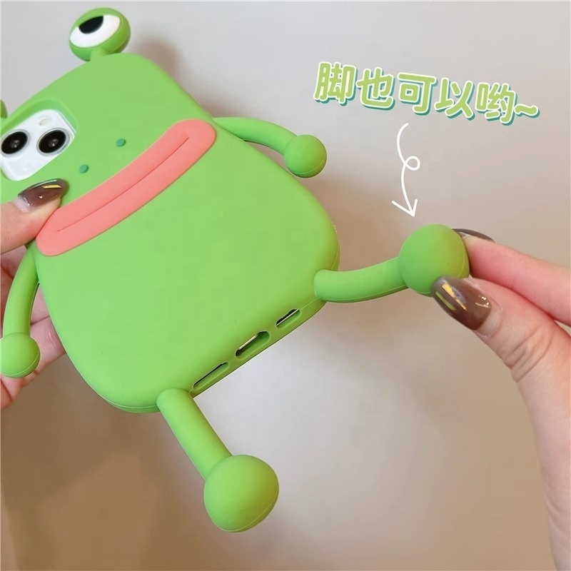 Hot Sale 3D Silicone Carton Frog Phone Case For iPhone 15 14 13 12 Pro 11 Promax XS ShockProof Protect Phone Cases case