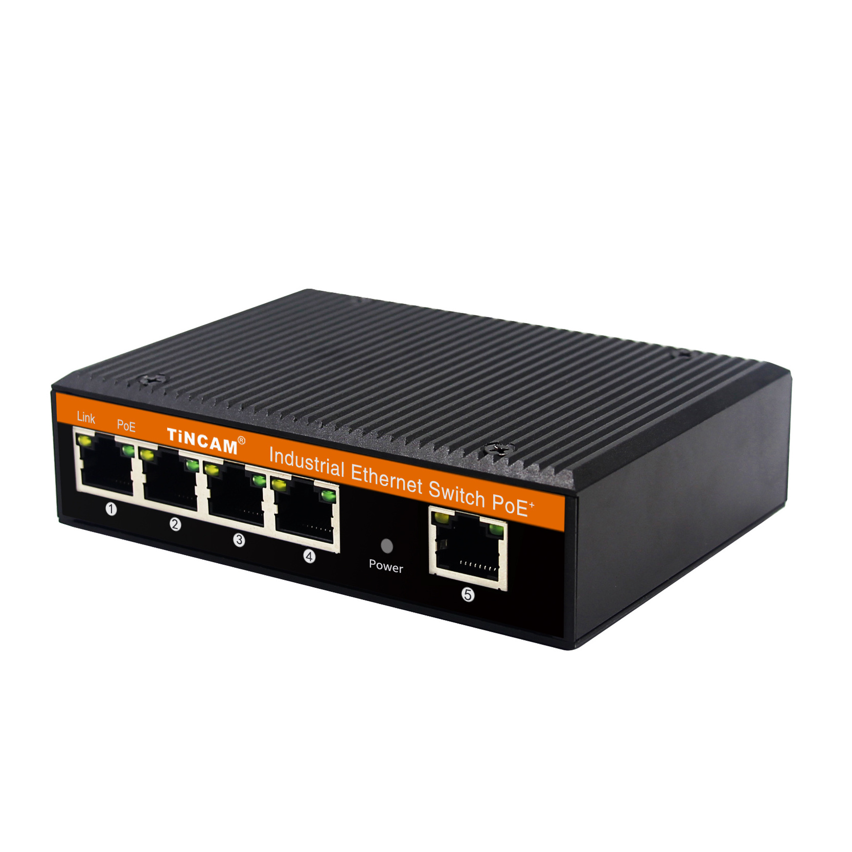 TINCAM 5 port Industrial Network PoE Switch IP 40 10/100/1000M Industrial Ethernet  PoE Switch  DIN rail Non-POE Switch DC12-52V