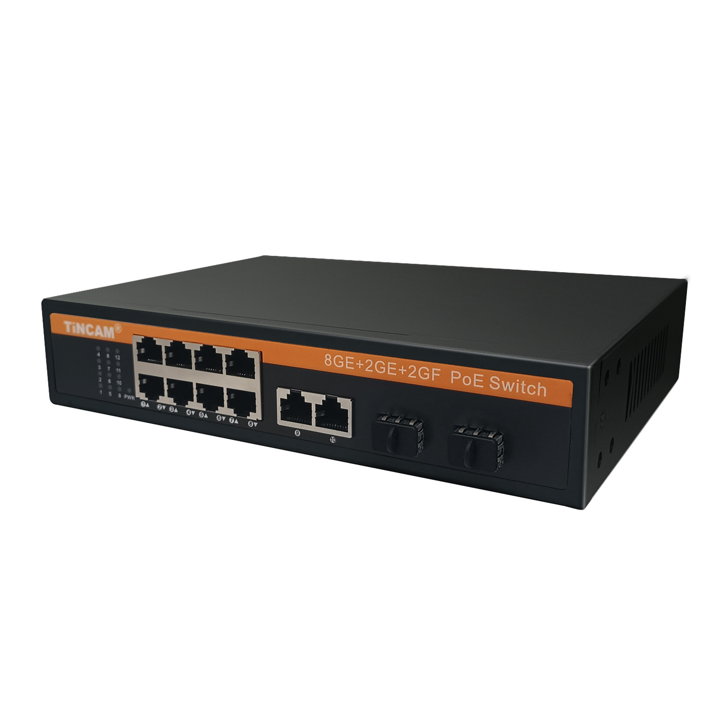 TiNCAM Gigabit 8*Poe+2*Uplink+2*SFP Port Poe Switch 120W Unmanaged Fiber To Ethernet Converter Poe Built-in Power Smart Switch