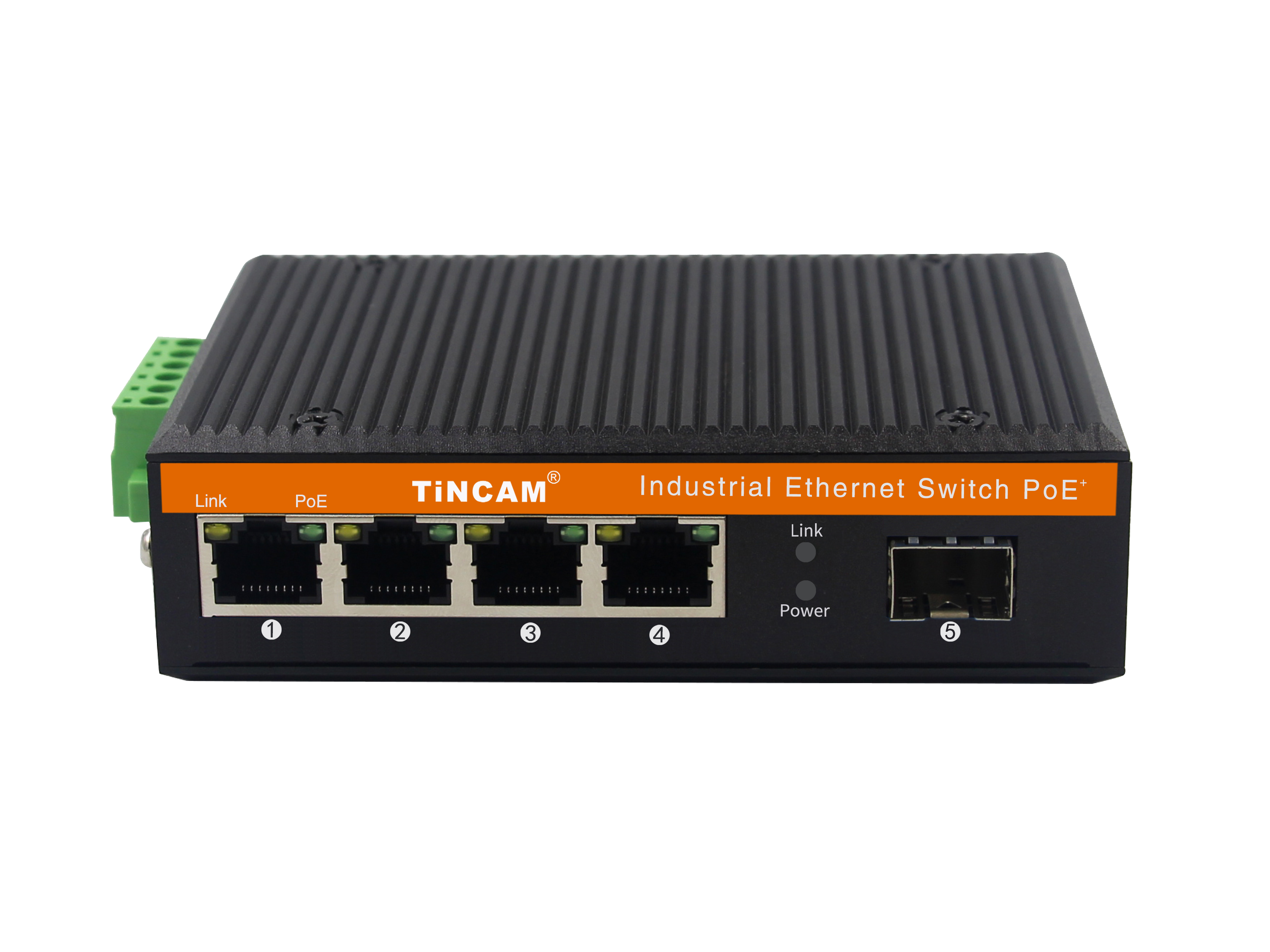 TINCAM 5 Ports PoE Switch Full Gigabit Industrial Network Switch 4* Rj45+1 SFP  Port Media Fast Ethernet Converter