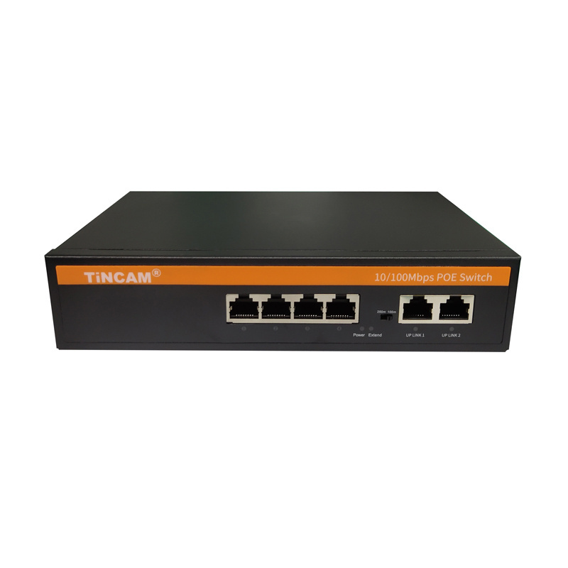 TiNCAM 6 Port POE Switch 10/100Mbps Ethernet Supply Security CCTV Camera PoE Switch For PTZ Camera/POE Lighting/ POE Monitor