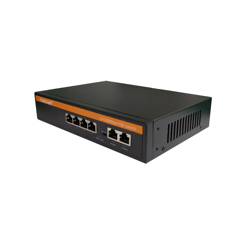 TiNCAM 6  Port Switch RJ45 Ethernet PoE Network Switch 48V Ethernet Fiber Switch PoE IEEE802.3af/at Suitable CCTV,NVR