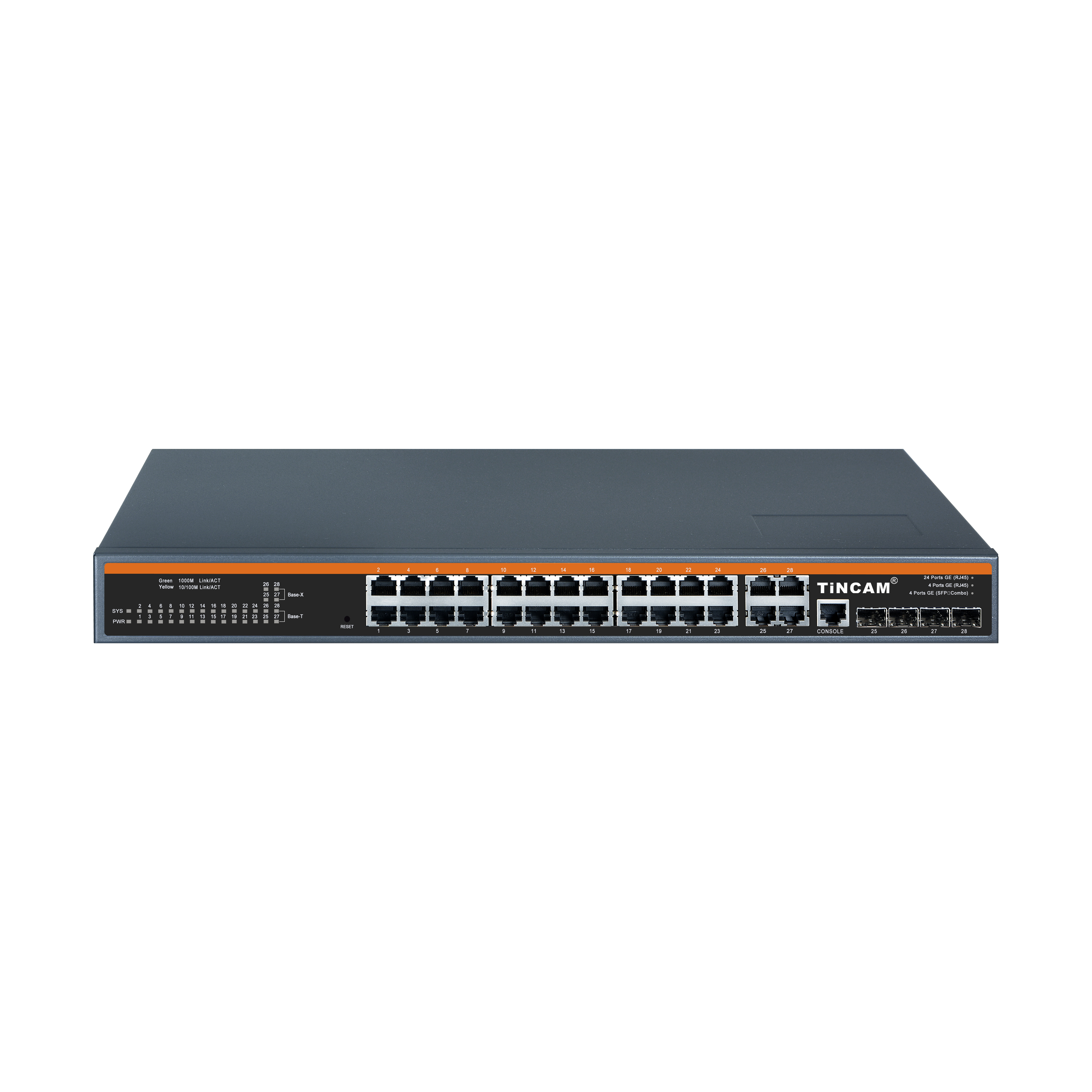 TiNCAM Gigabit Ethernet Switch 24*RJ45+4*SFP+4*Combo Port Network Switch Ethernet Switcher LAN Switch SFP Bidi Transceivers