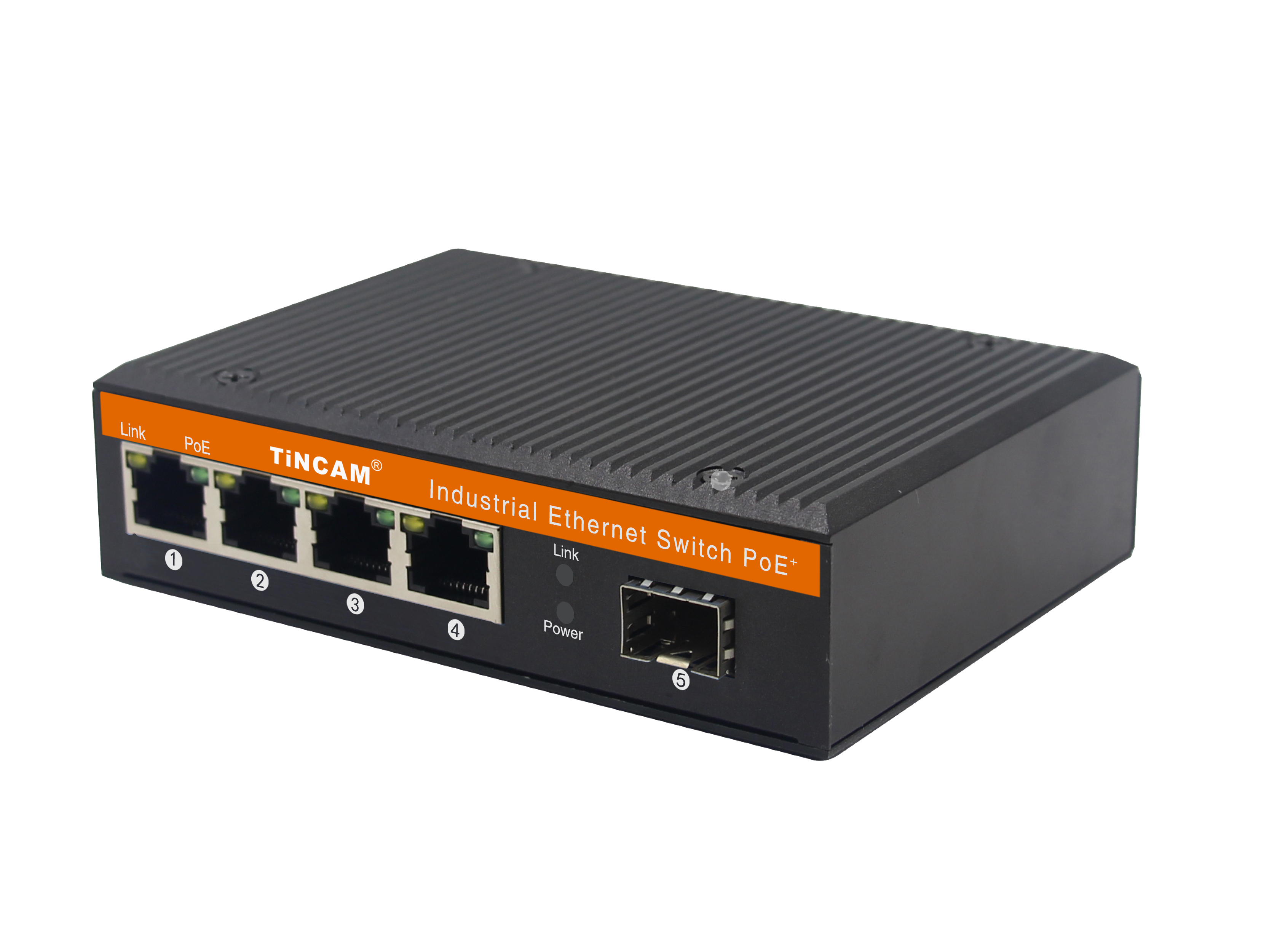 TINCAM 5 Ports PoE Switch Full Gigabit Industrial Network Switch 4* Rj45+1 SFP  Port Media Fast Ethernet Converter