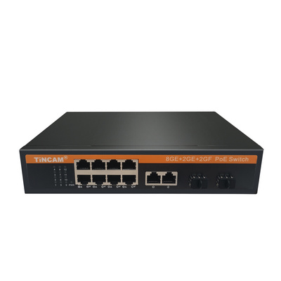 TiNCAM Gigabit 8*Poe+2*Uplink+2*SFP Port Poe Switch 120W Unmanaged Fiber To Ethernet Converter Poe Built-in Power Smart Switch