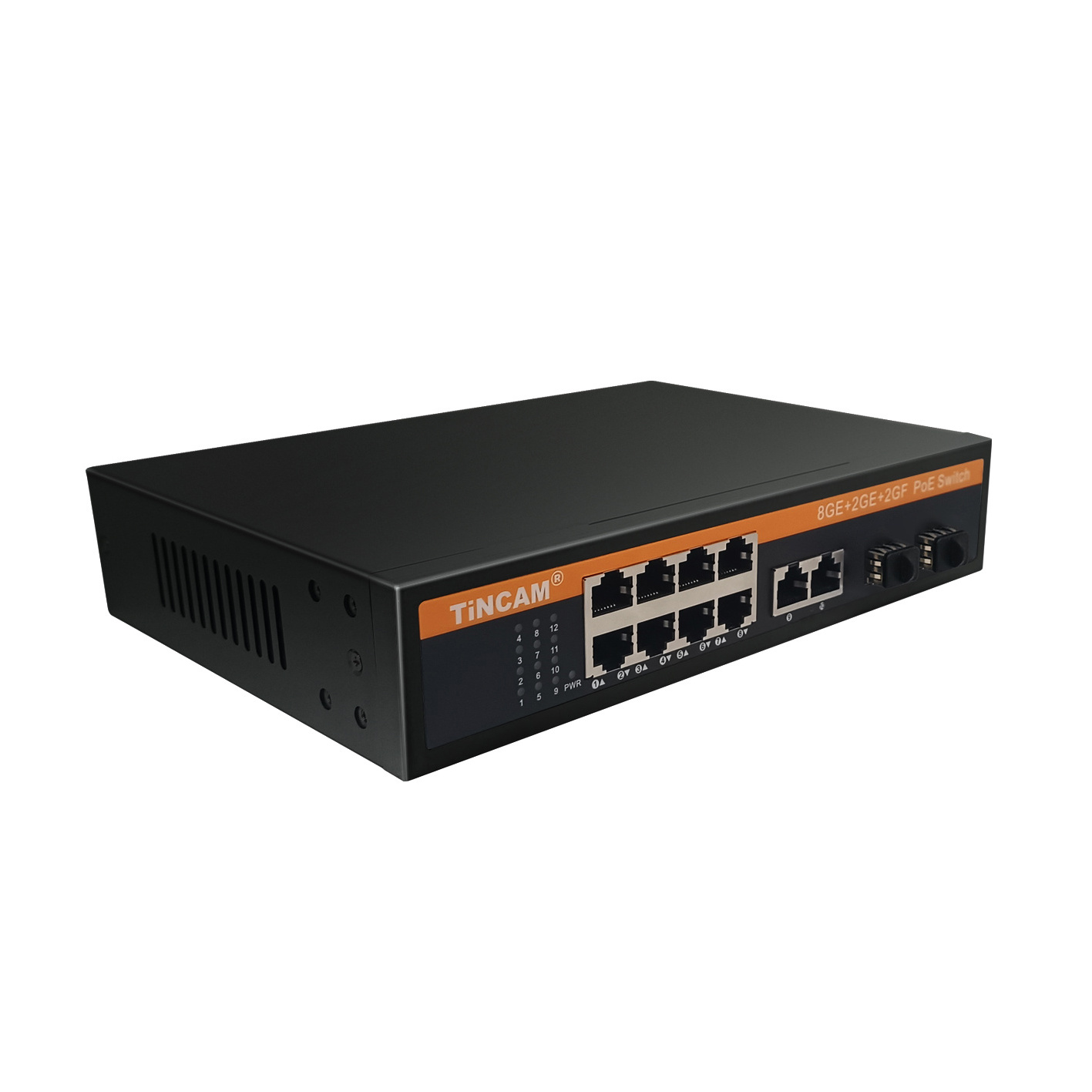 TiNCAM Gigabit 8*Poe+2*Uplink+2*SFP Port Poe Switch 120W Unmanaged Fiber To Ethernet Converter Poe Built-in Power Smart Switch