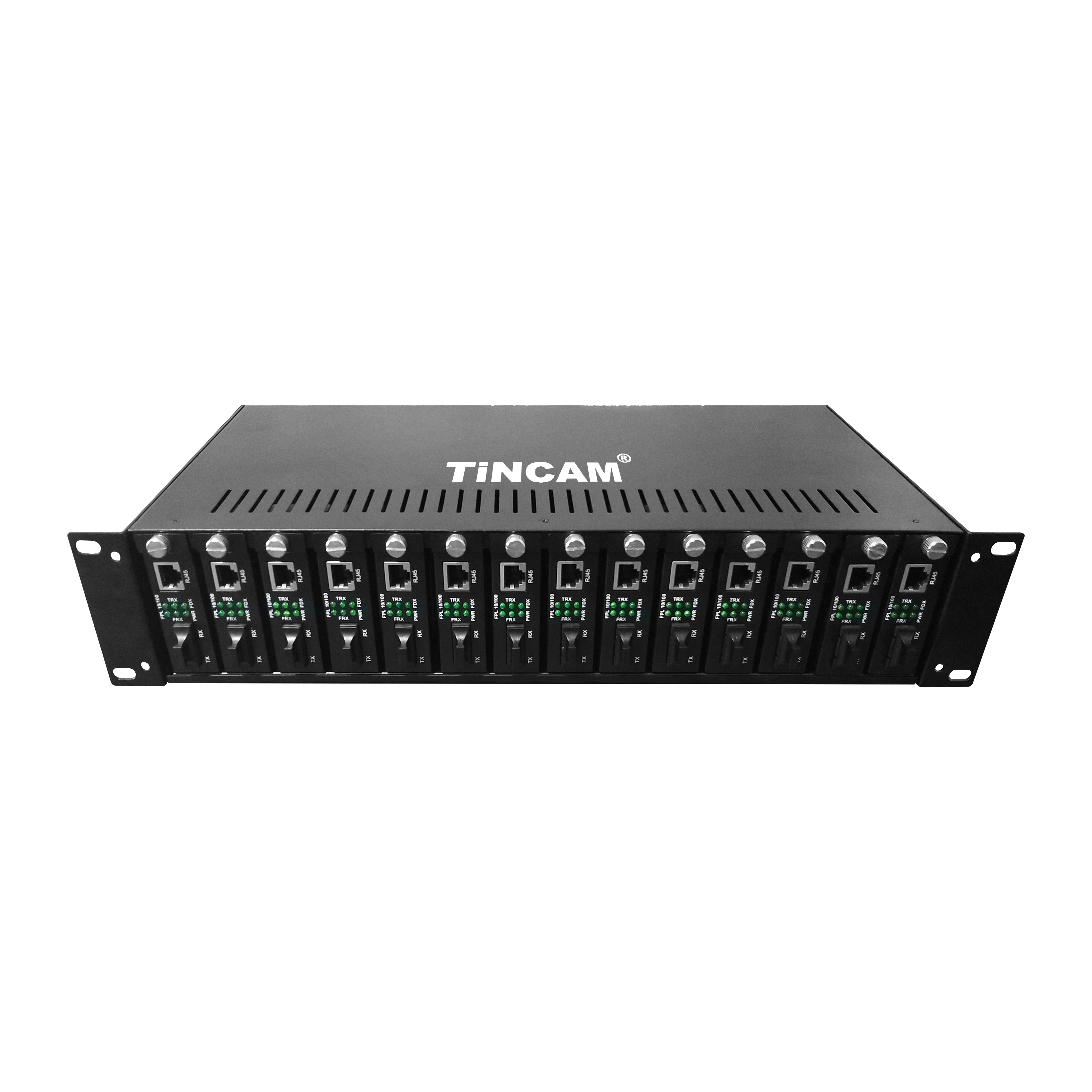 TiNCAM 14 Slots 1U/2U/3U Unmanaged Fiber Media Converter  Power Supply Rack Mount Chassis For IP Camera CCTV  Media Converter