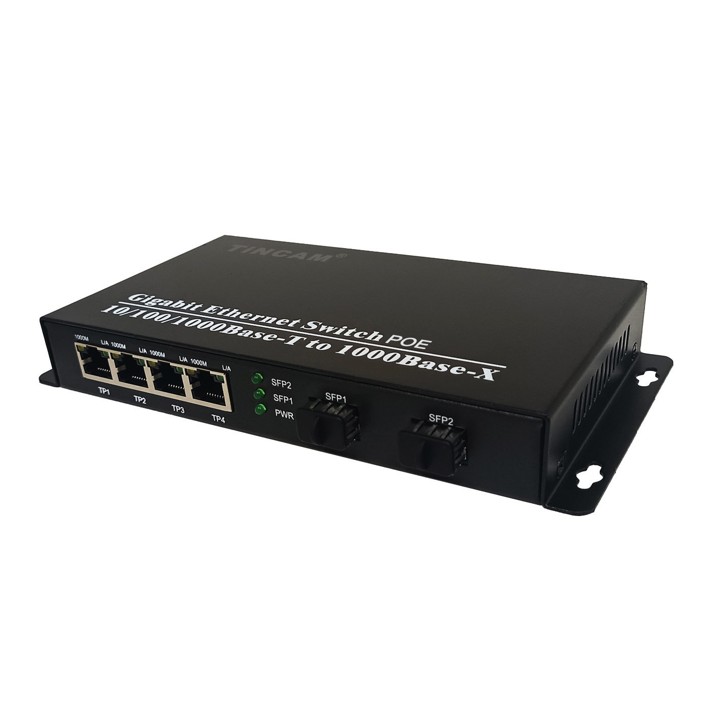 TiNCAM 10/100/1000M Poe Switch 2*SFP+4*Poe Port Network Switch Media Converter Fiber Optical IEEE802.3AT/AF Enterprise Switch