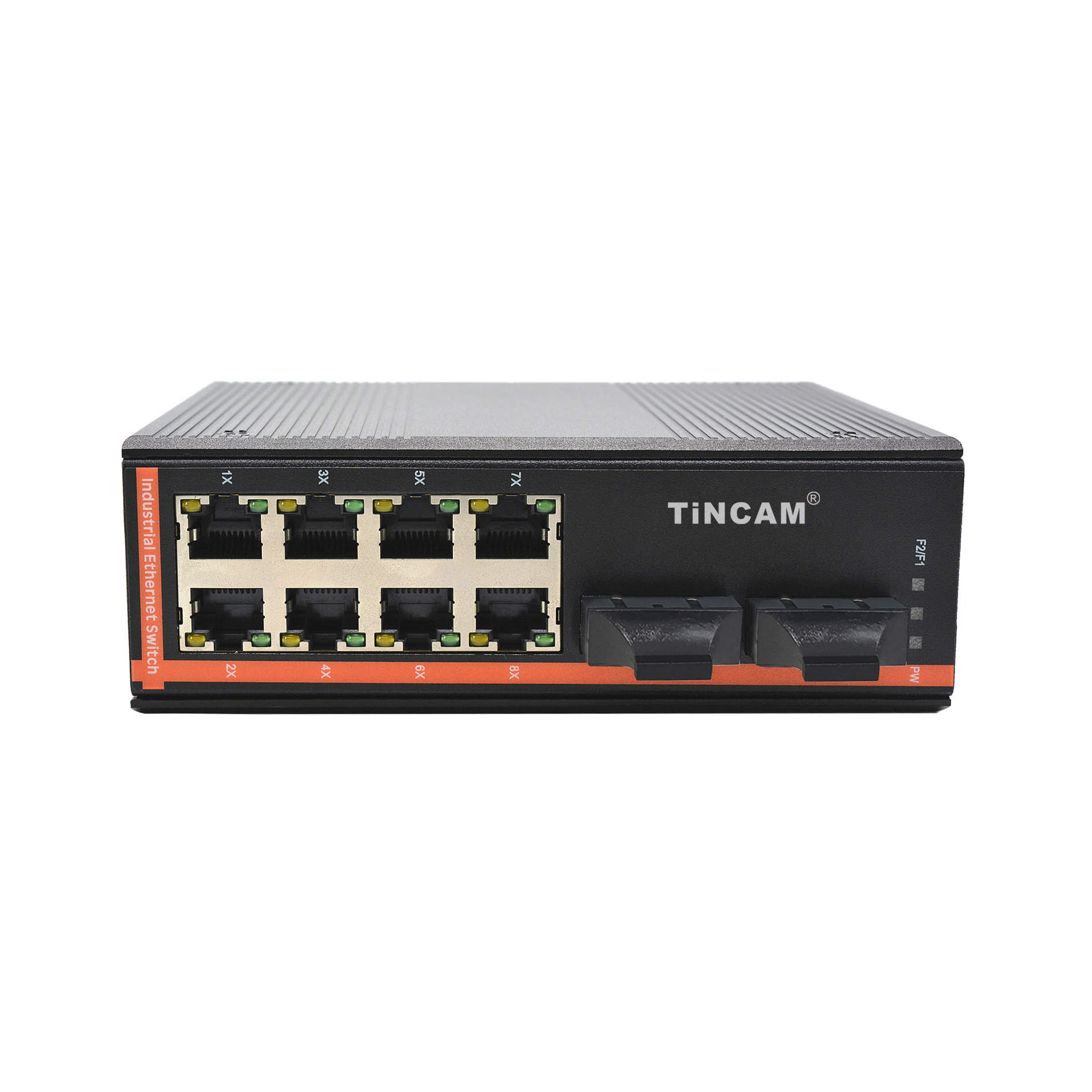 TiNCAM 2*SC +8*RJ45 Port Full Gigabit Industrial Network Switch 550m Multi Mode Dual Fiber 1310nm Industrial Media Converter