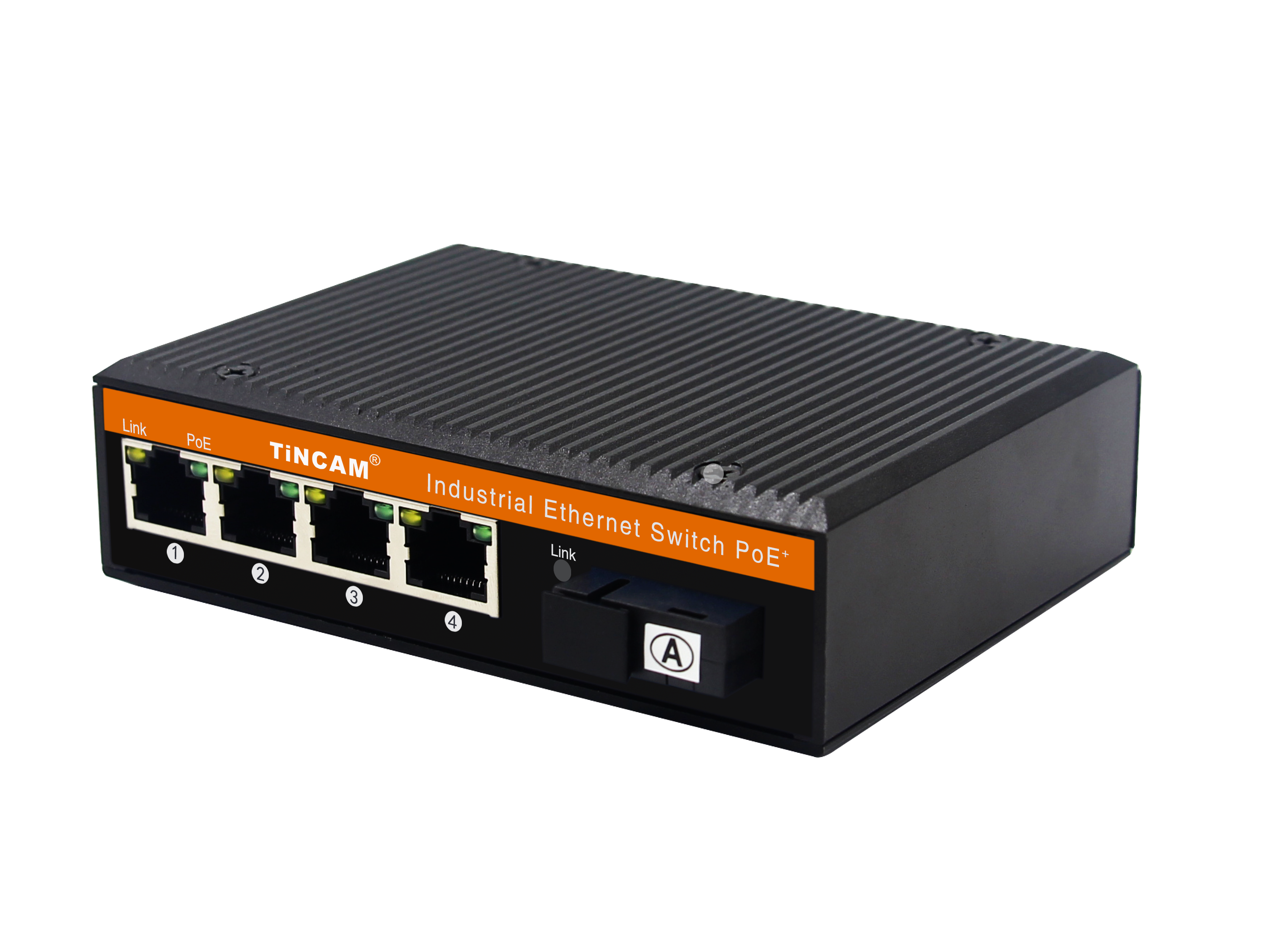 TiNCAM PoE Industrial Network Switch 1*SC+4*RJ45 Single Mode Single Fiber Industrial Media Converter High-Temperature Resistant