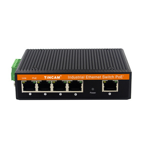 TINCAM 5 port Industrial Network PoE Switch IP 40 10/100/1000M Industrial Ethernet  PoE Switch  DIN rail Non-POE Switch DC12-52V