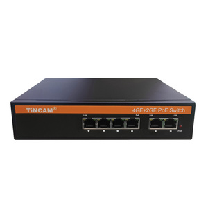 TiNCAM AI Smart Gigabit 4 Ports 2 Uplink VLAN POE Switch 65W Power IGMP Snooping Ethernet Smart Switch For CCTV,NVR IP Camera