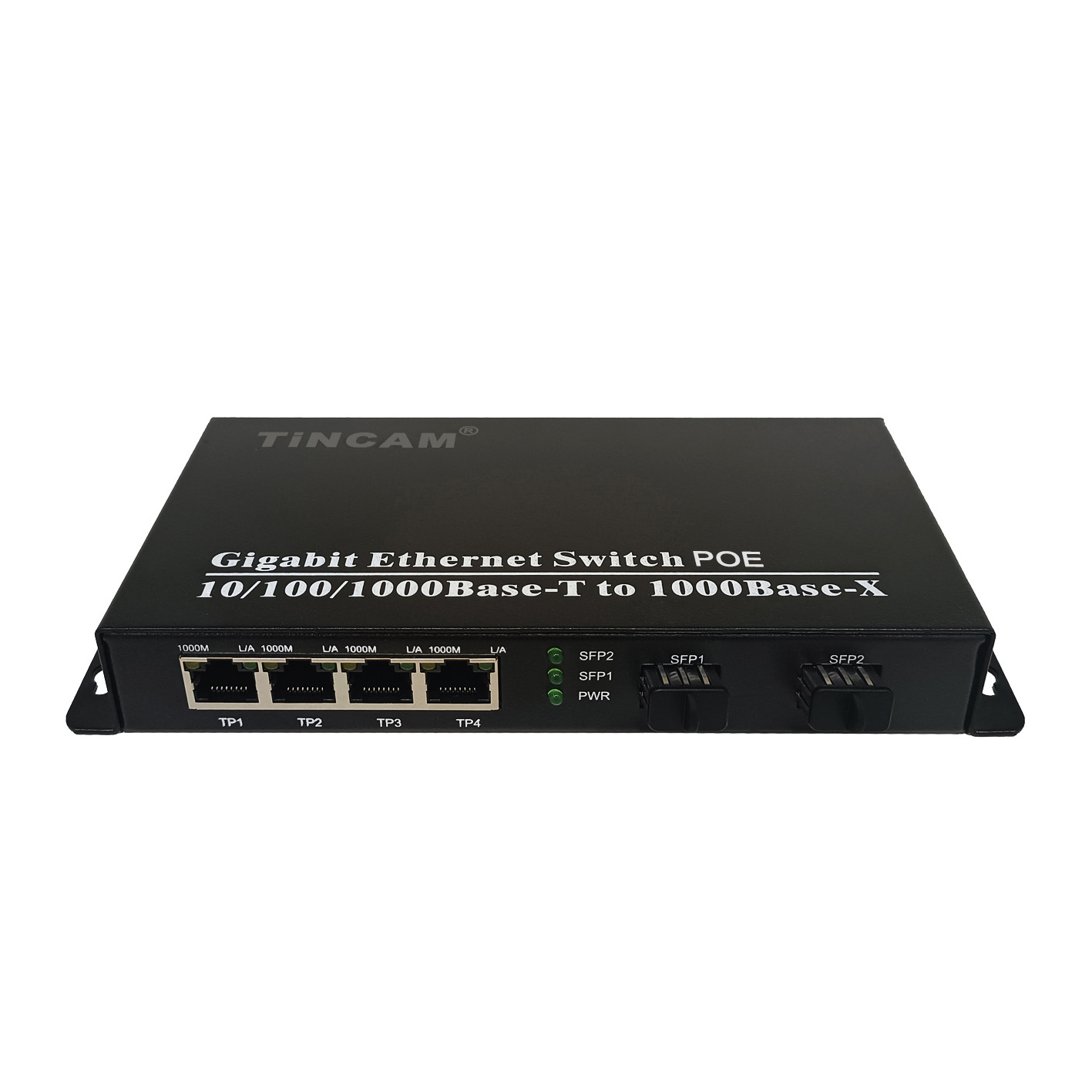 TiNCAM 10/100/1000M Poe Switch 2*SFP+4*Poe Port Network Switch Media Converter Fiber Optical IEEE802.3AT/AF Enterprise Switch