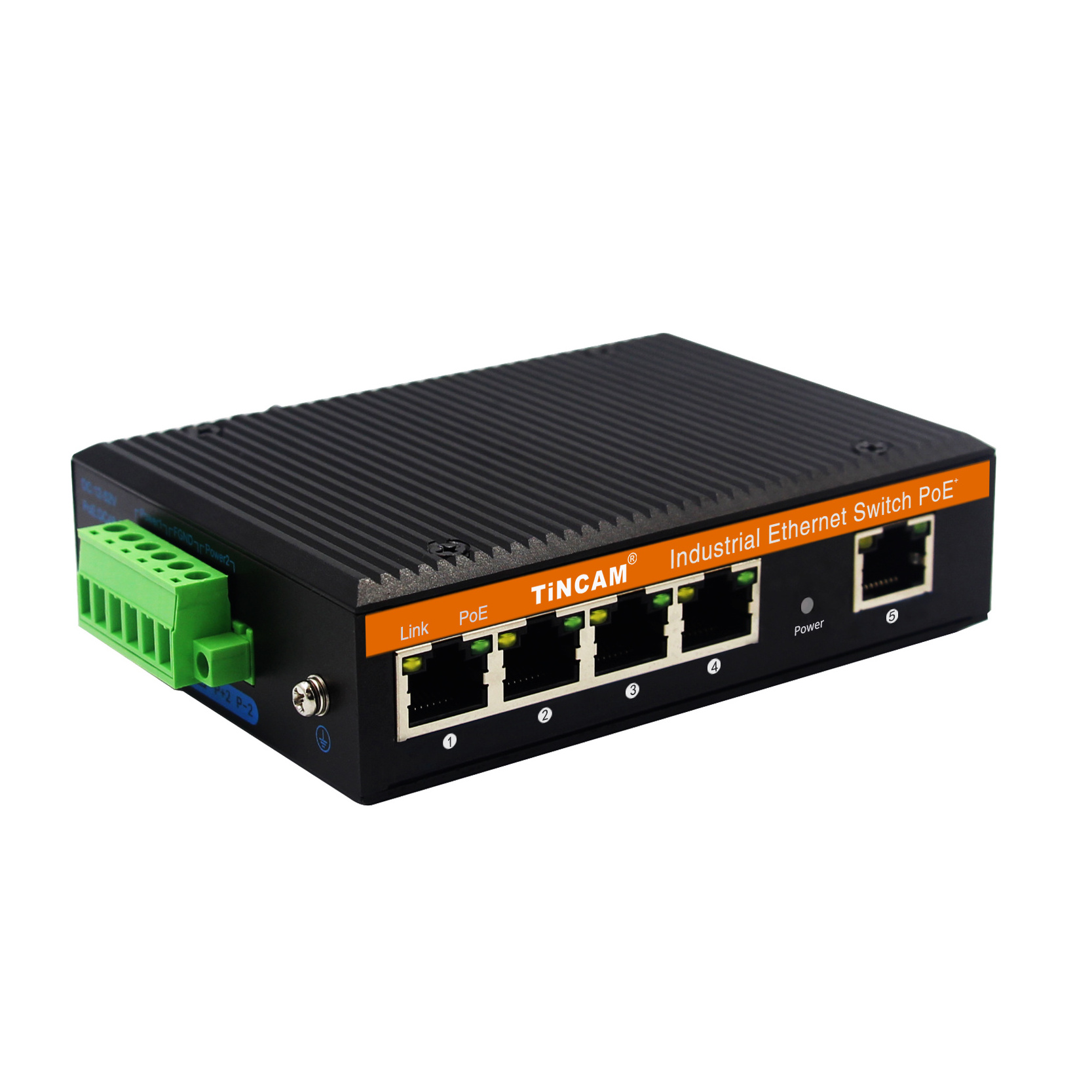 TINCAM 5 port Industrial Network PoE Switch IP 40 10/100/1000M Industrial Ethernet  PoE Switch  DIN rail Non-POE Switch DC12-52V