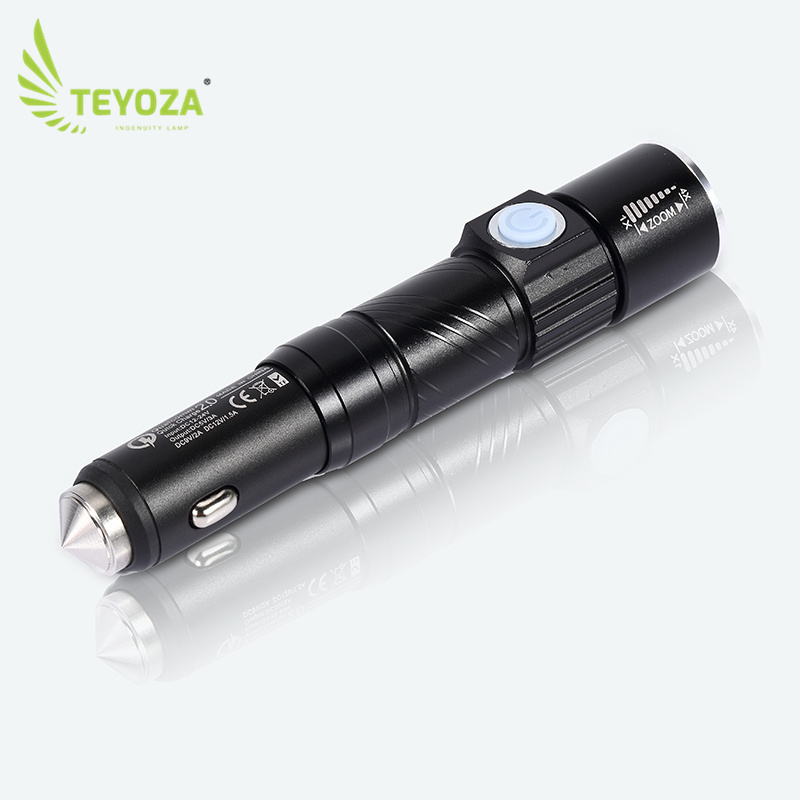 teyoza 650mAH lithium battery rechargeable USB mini led torch light waterproof flashlight