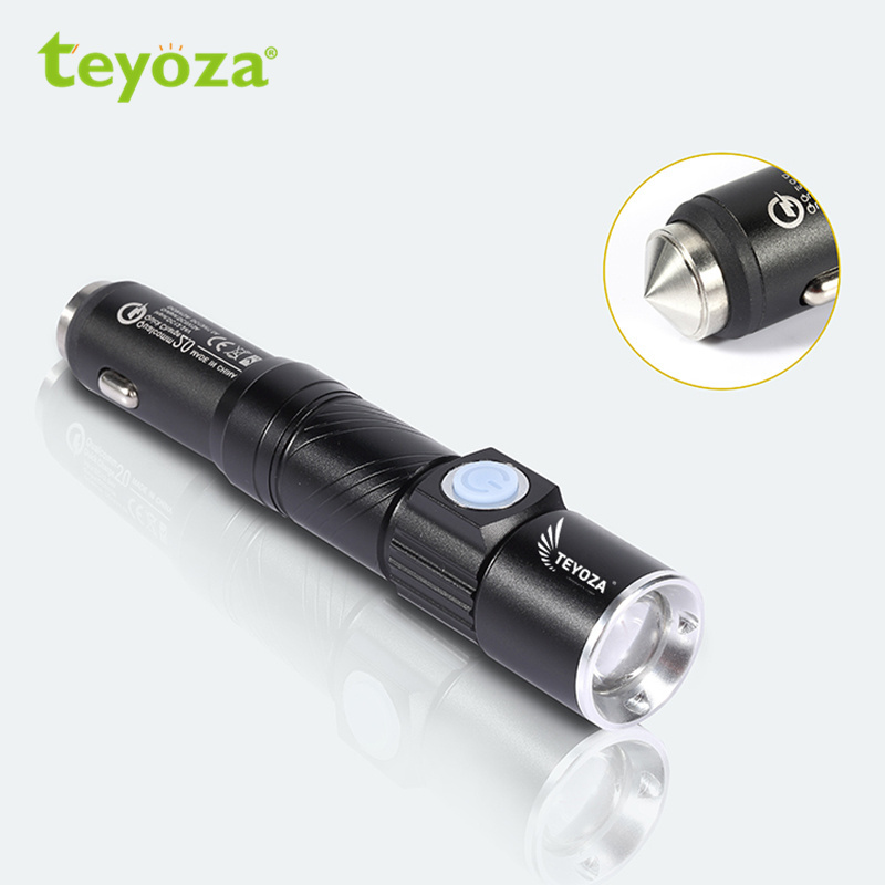 teyoza 650mAH lithium battery rechargeable USB mini led torch light waterproof flashlight