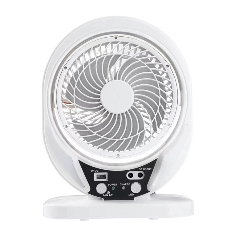 High speed solar outdoor 8 inches portable rechargeable box fan with led light output bulbs