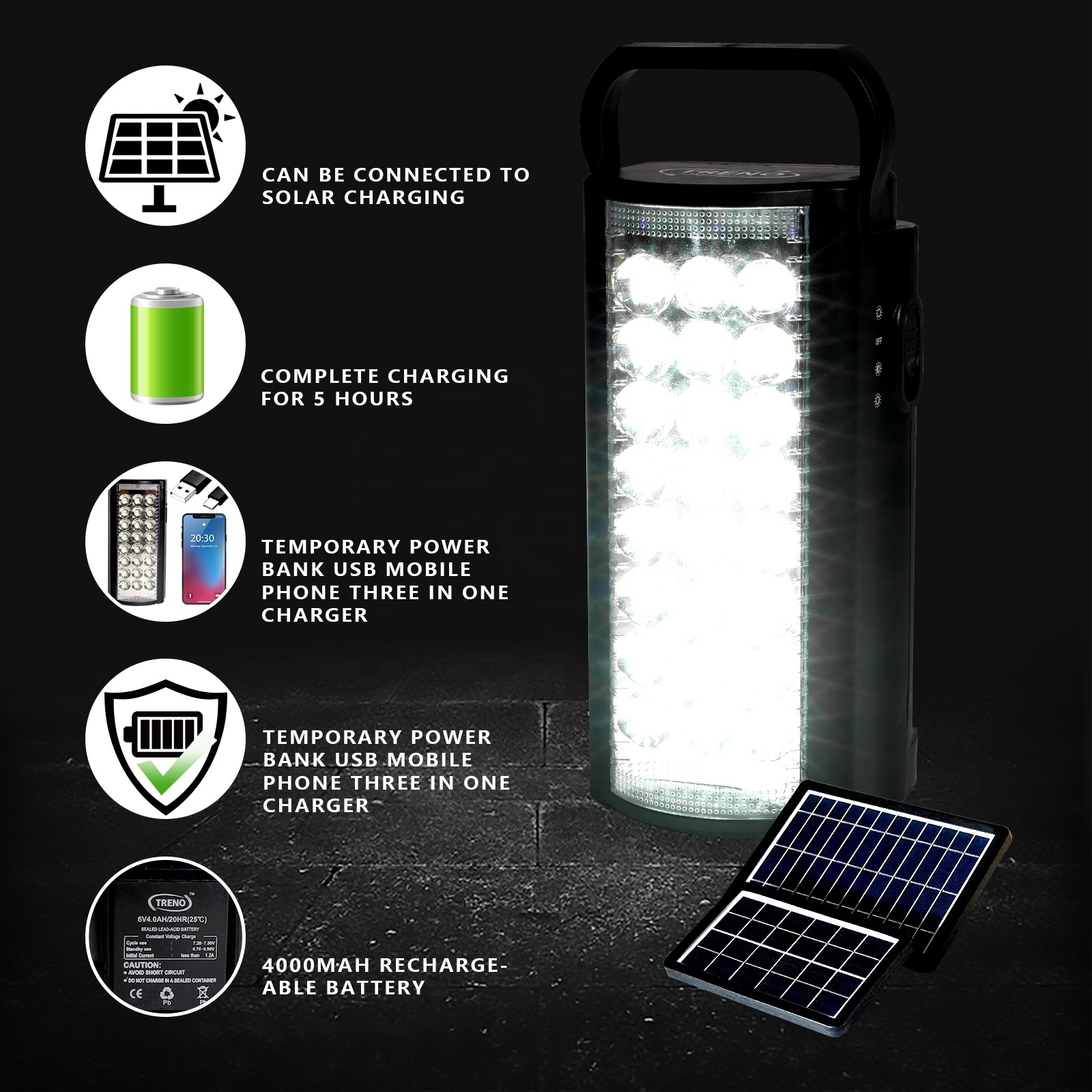 Outdoor portable rechargeable light plastic led emergency lantern