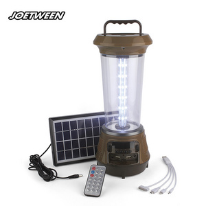 teyoza emergency handhold rechargeable camping lantern tent lamp with radio and 3W solar panel