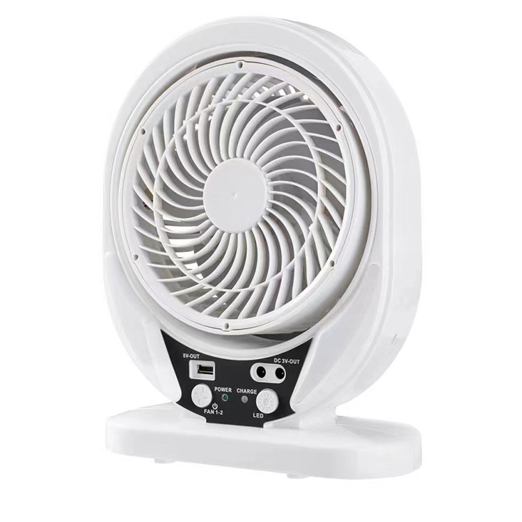 High speed solar outdoor 8 inches portable rechargeable box fan with led light output bulbs