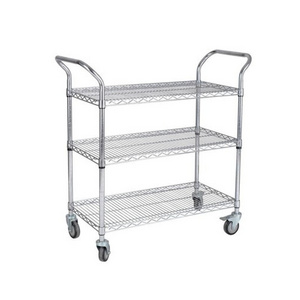 Heavy Duty 3-Shelf Shelving with Wheels Adjustable Storage Units Steel Organizer Wire Rack Steel Shelf Chrome 3 Tiers Shelf