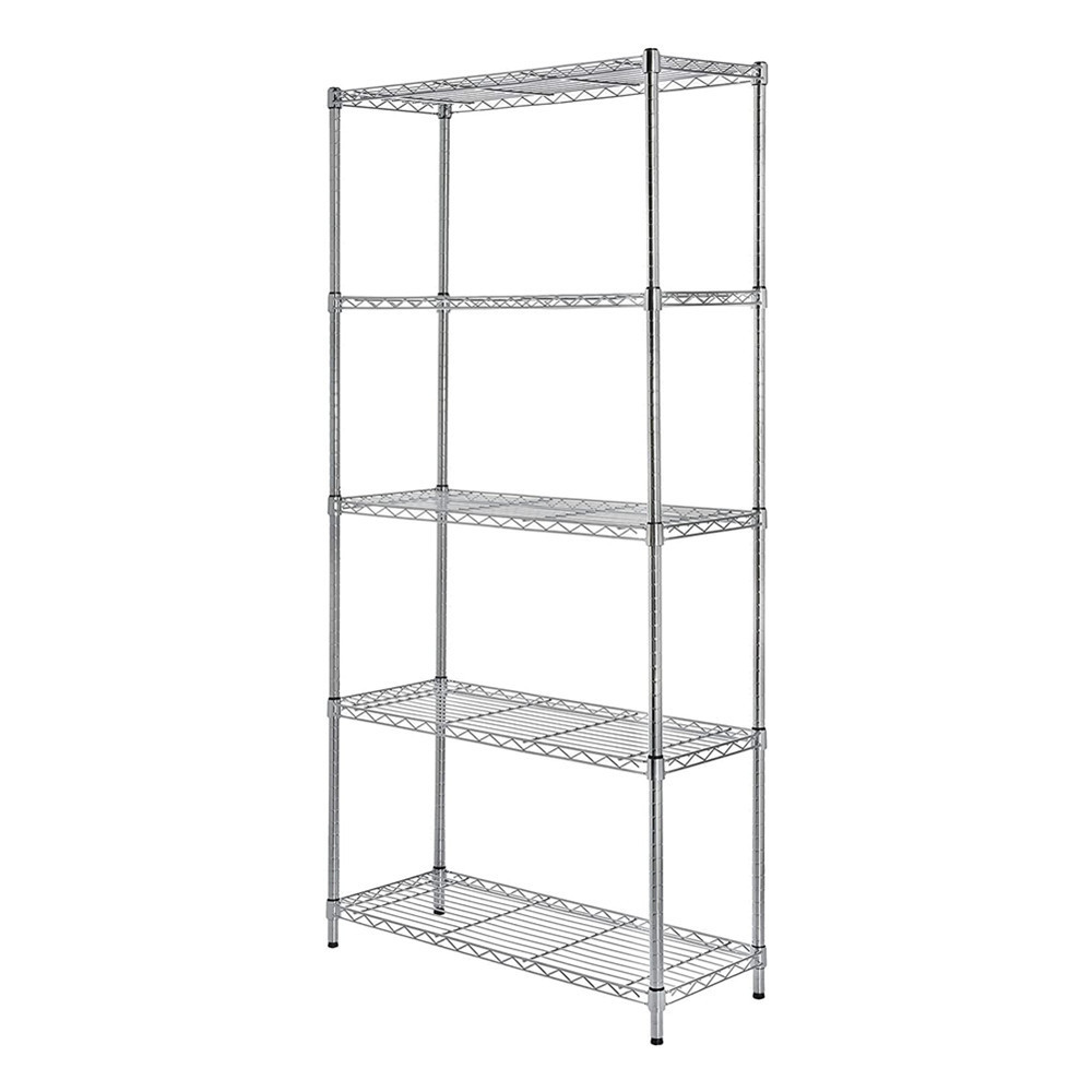 805lbs Loading Weight Per Steel Shelf 5 Tiers NSF Metro Office Industrial Storage Racking Wire Metal Shelving in Chrome Finish