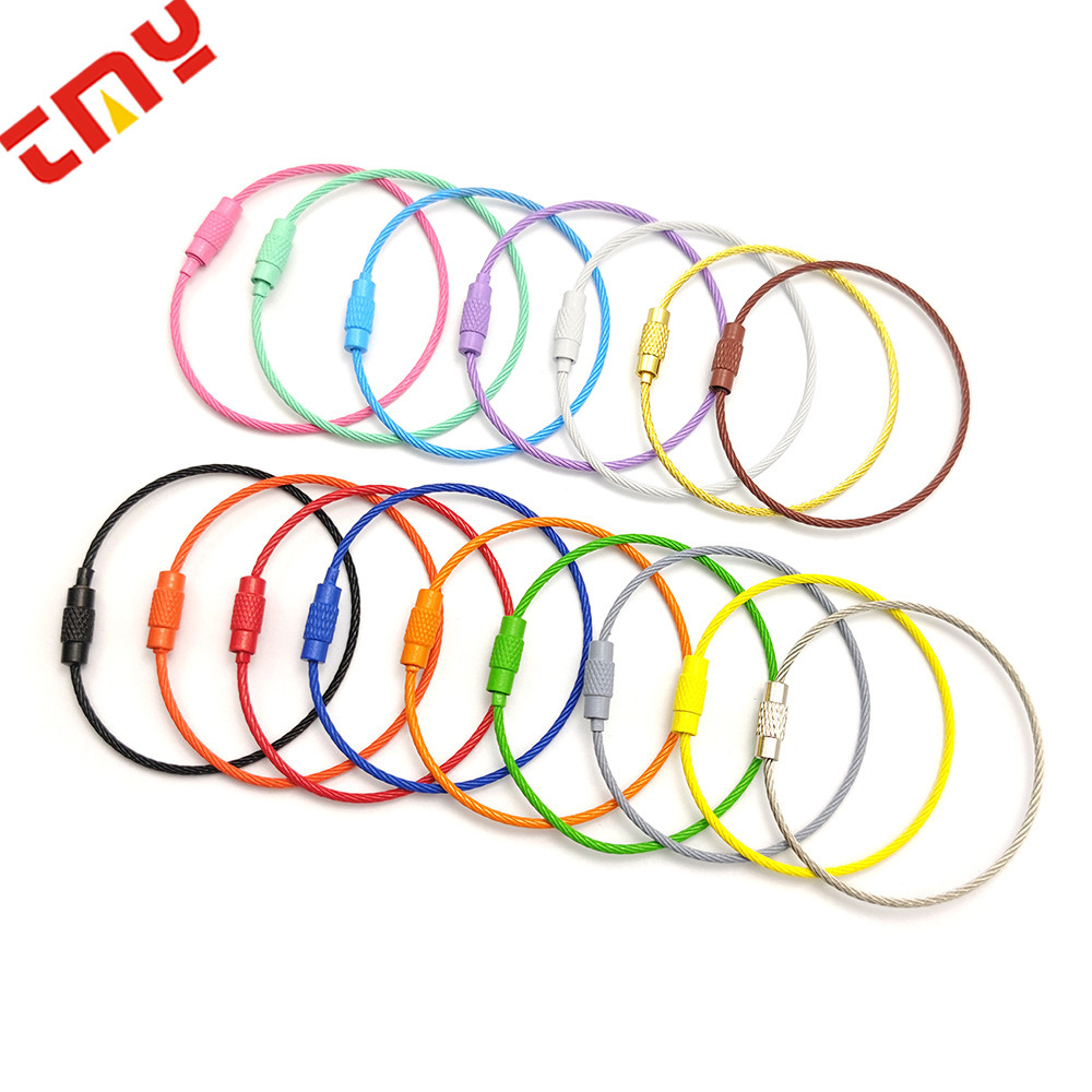 Stainless Steel Wire Rope 304 Key Chains Accessories Hanging Ring multi-functional Round lock Key Ring For  luggage tag