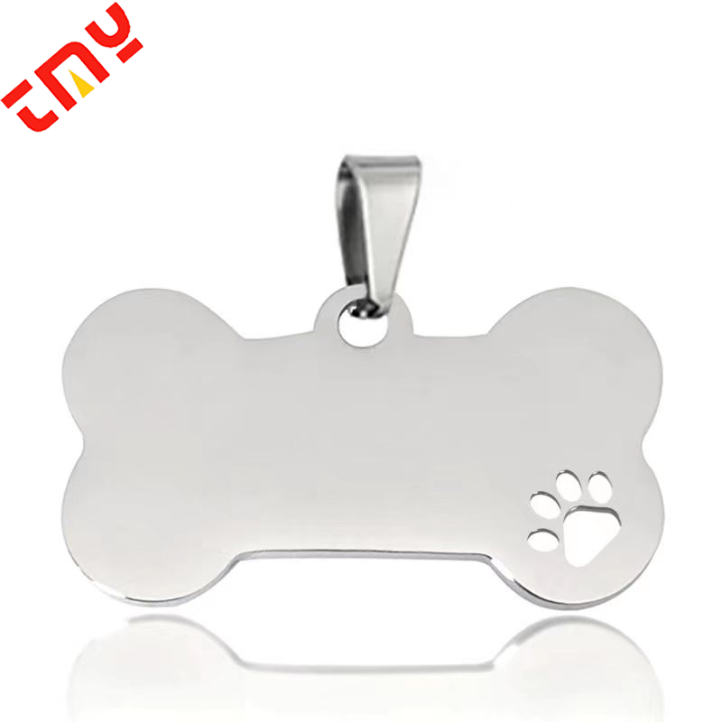 Custom Deep Engraved Blanks 3 D Bone Shape  Stainless Steel Pet Cat Dog Id  Tag For Engraving