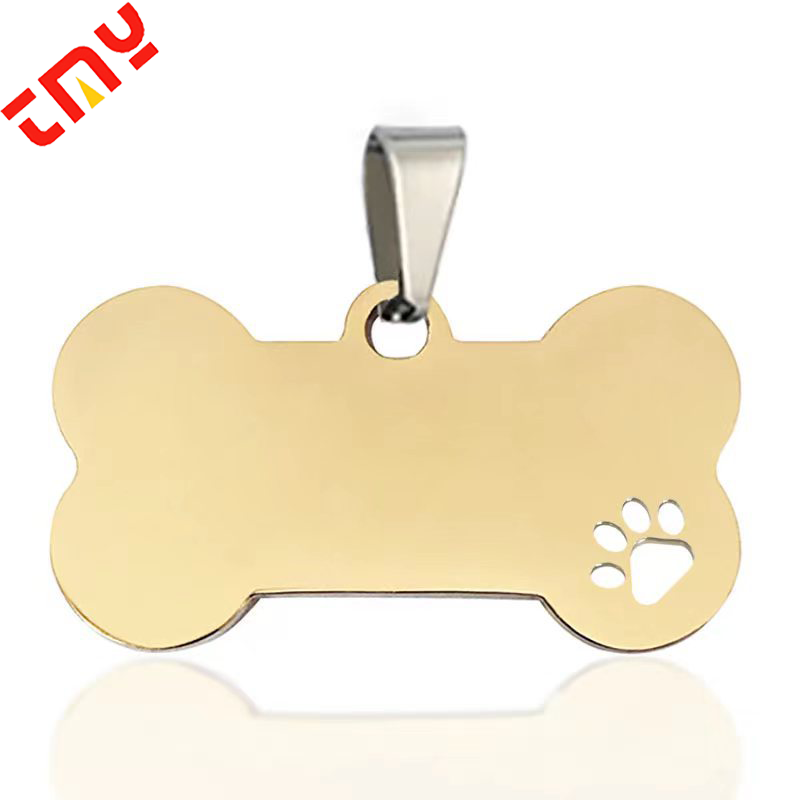 Custom Deep Engraved Blanks 3 D Bone Shape  Stainless Steel Pet Cat Dog Id  Tag For Engraving